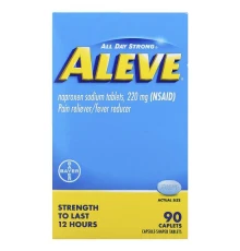 Aleve, знеболювальний і жарознижувальний засіб, 90 капсул