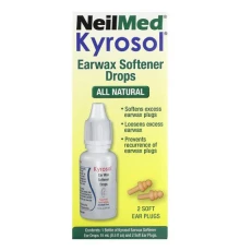 NeilMed, Kyrosol, краплі для пом’якшення вушної сірки, 15 мл (0,5 рідк. унції) і 2 м’які беруші