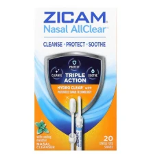 Zicam, AllClear, засіб для очищення носа з охолоджуючим ментолом, 20 одноразових тампонів