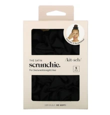 Kitsch, The Satin Scrunchie, для текстурованого й прямого волосся, чорний, 5 шт