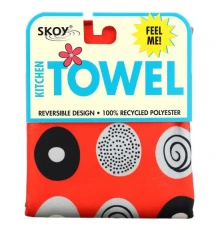 Skoy, Kitchen Towel, Double Sided Circle Print, Red, 1 Towel