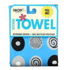 Skoy, Kitchen Towel, Double Sided Circle Print, Blue, 1 Towel